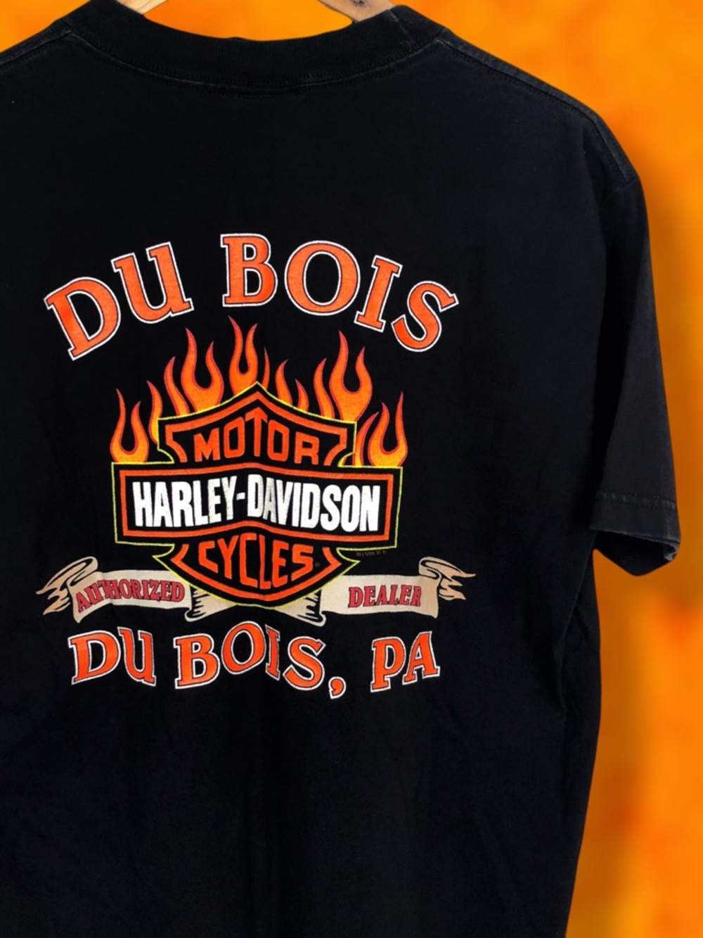 Harley Davidson Vintage 90s Flame Graphic Crewneck Short Sleeve Pocket Tee Shirt